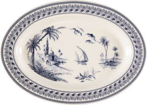 Gien Les Depareillees Bleu Oval Platter - 14.5"