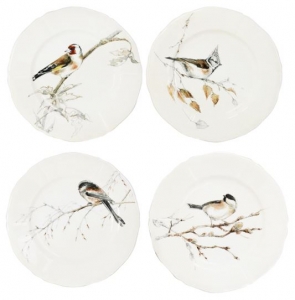 Gien Les Oiseaux De La Foret Canape Plates Assorted Set 4