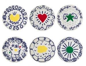 Gien Archipel Sentimental Dessert Plates Assorted Set 6