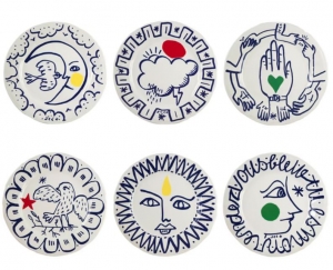 Gien Archipel Sentimental Dinner Plates Assorted Set 6