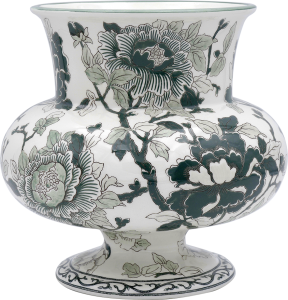 Gien Pivoines Vertes Vase Faenza - 10 1/8"