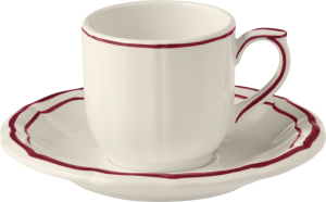 Gien Filet Bordeaux Espresso Cups & Saucers - Set 2