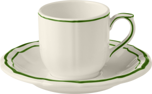 Gien Filet Fern  Espresso Cups & Saucers - Set 2