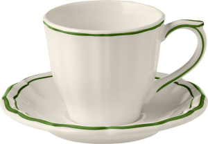 Gien Filet Fern Tea Cups & Saucers - Set 2