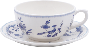 Gien Paradis Bleu Breakfast Cups & Saucers - Set 2