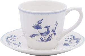 Gien Paradis Bleu Tea Cups & Saucers - Set 2