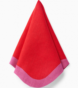 Sferra Ondulato Poppy/Flamingo Dinner Napkins - Set 4