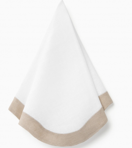 Sferra Ondulato White/Natural Dinner Napkins - Set 4