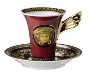Versace Medusa Red Coffee Cup+ Saucer