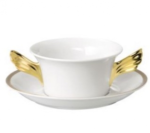 Versace Medusa D'Or Cream Soup Cup + Saucer - 10 oz.
