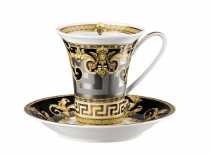 Versace Prestige Gala Grey Coffee Cup + Saucer  / 6 oz.