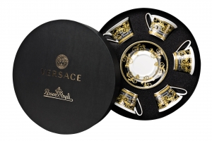 Versace Prestige Gala Tea Cup & Saucer Set/Six Round Hat Box