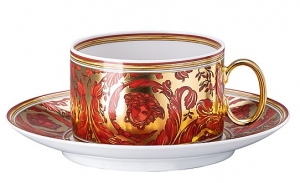 Versace Medusa Garland Red Tea Cup & Saucer - 7 oz.