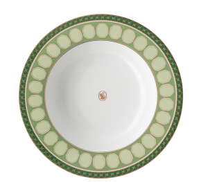 Rosenthal x Swarovski Signum Fern Green Rim Soup Bowl - 9.5"