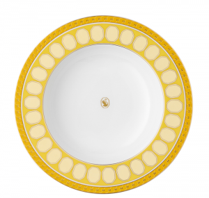 Rosenthal x Swarovski Signum Jonquil Yellow Rim Soup Bowl - 9.5"