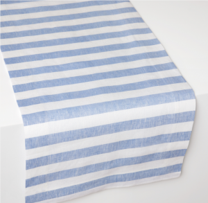 SFERRA Stramare White/Ocean Table Runner - 15" x 108"