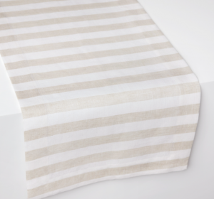 SFERRA Stramare White/Natural Table Runner -15" X 90"