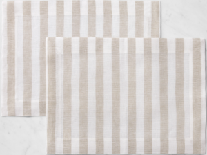SFERRA Stramare White/Natural Placemat - 14" x  20" - Set 4