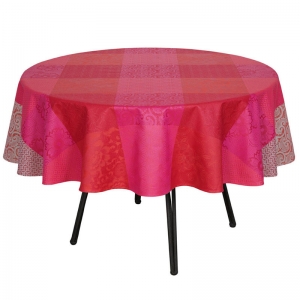 Le Jacquard Francais Fleurs De Kyoto Mist Coated Tablecloth - 69" Round
