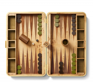 AERIN Velvet Backgammon Set -Moss
