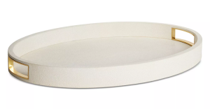 AERIN Modern Shagreen Cocktail Tray - Cream