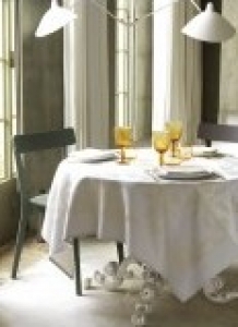 Le Jacquard Francais Syracuse Beige Coated Tablecloth - 69" Round