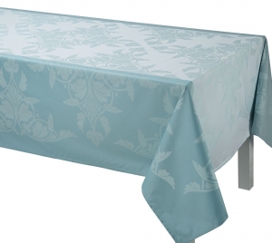 Le Jacquard Francais Syracuse Aqua Coated Tablecloth - 59" Round