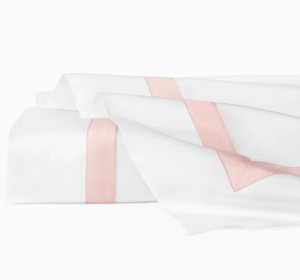 Sferra Estate White/Petal Full/Queen Flat Sheet 96X114