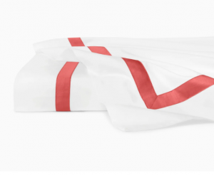 Sferra Estate White/Persimmon King Flat Sheet 114X114