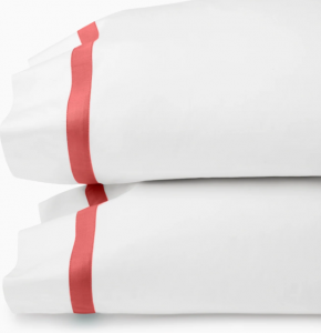 Sferra Estate White/Persimmon Standard Pillow Case 22X33 Pair