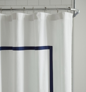 Sferra Estate White/Navy Shower Curtain