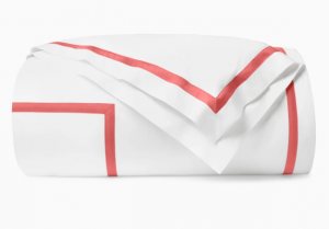 Sferra Estate White/Persimmon Twin Duvet Cover 68X86