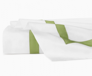 Sferra Estate White/Apple Twin Flat Sheet 74X114