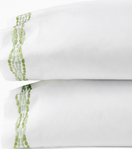 Sferra Cobblestones White/Green King Pillowcase 22X42 - Pair