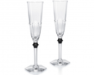 Baccarat Harcourt Eve Flute Black Knob - Pair
