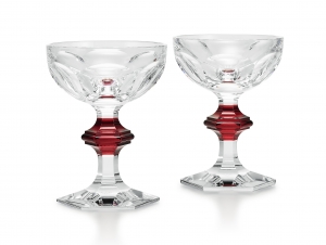 Baccarat Harcourt 1841 Coupe Red Knob Set 2