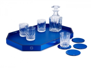 Baccarat Octogone Tray Large - Blue