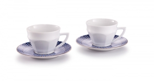 Baccarat Harcourt Tallyrand Tea Cup + Saucer / Set 2 Blue
