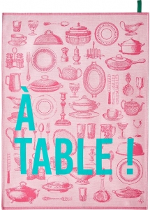 Le Jacquard Francais A Table Pink Tea Towel / Set 4