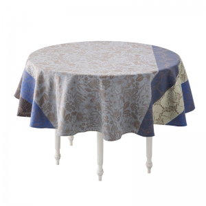 Le Jacquard Francais Cottage Blue ROUND Coated Tablecloth - 69"