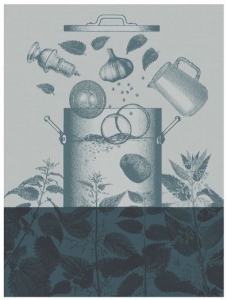 Le Jacquard Francais Veloutes d'orties Blue Tea Towel - Set 4