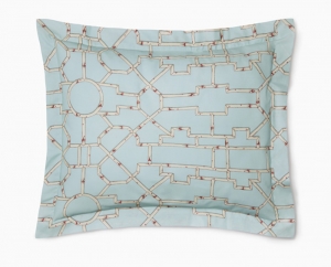 SFERRA Baldwin Bamboo Cream/Red/Aqua Boudoir Sham 12X16