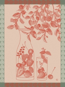 Le Jacquard Francais Eaux De Fruits Rouges Red Tea Towel - Set 4