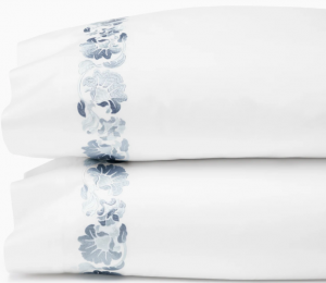 SFERRA Tralcio White/Sea Standard Pillow Case 22X33 - Pair