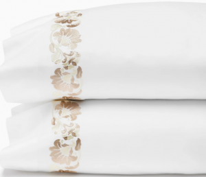 SFERRA Tralcio White/Sand Standard Pillow Case 22X33 -Pair