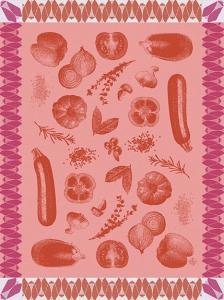 Le Jacquard Francais Ratatouille Red Tea Towel - Set 4