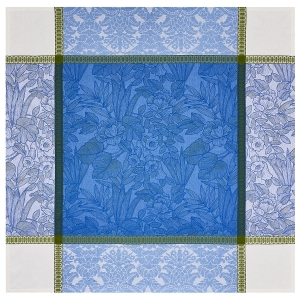 Le Jacquard Francais Escapade Tropicale Blue Tablecloth - 47" x 47"
