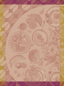 Le Jacquard Francais Brunch Gourmand Pink Tea Towel - Set 4