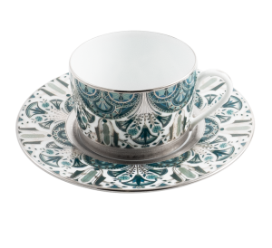 Haviland Reves Du Nil Teacup+Saucer - Platinum