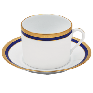 Haviland Symphonie Gold & Bleu Cappuccino Cup & Saucer